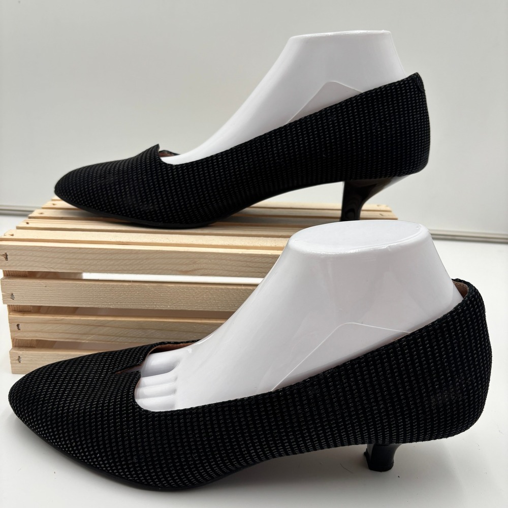 L'Amour Des‎ Pieds Kavan Pump Black Textured Kitten Heel Comfort Womens US 11